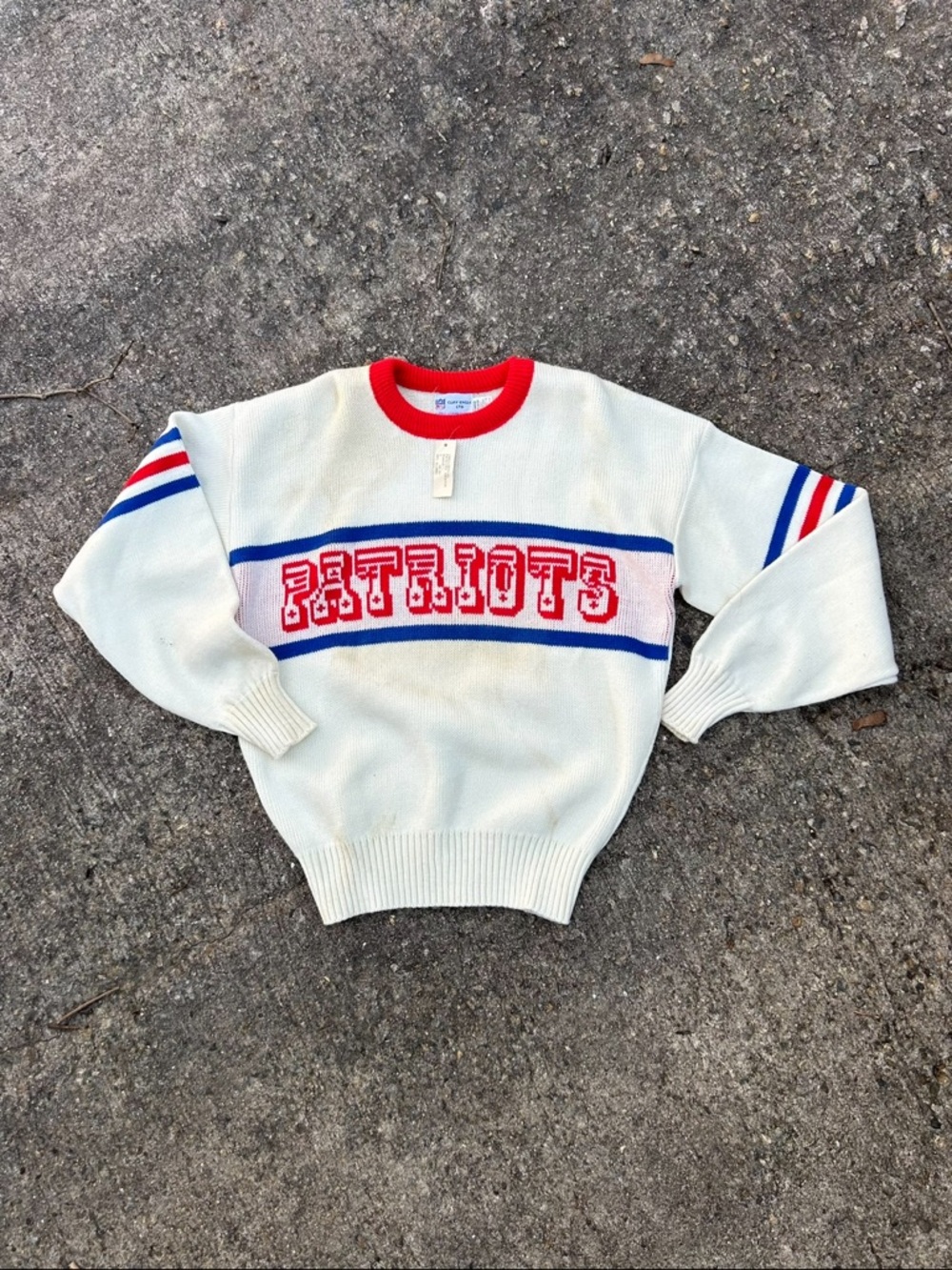Vintage 1980’s 1990’s New England Patriots Wool Knot Sweater NWT XL Rare